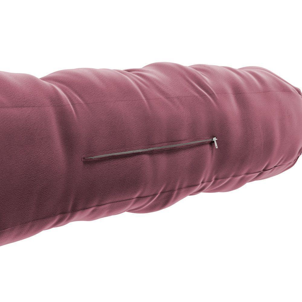 Kit 02 Almofadas Para Cabeceira Encosto Apoio Lombar Spot 195cm Com Porta Celular Veludo - Desk Design Cor Rosa - 6