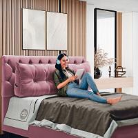 Kit 02 Almofadas Para Cabeceira Encosto Apoio Lombar Spot 195cm Com Porta Celular Veludo - Desk Design Cor Rosa - 7