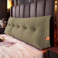 Kit 02 Almofadas Para Cabeceira Encosto Apoio Lombar Spot 140cm Com Porta Celular Veludo - Desk Design Cor Bege - 5