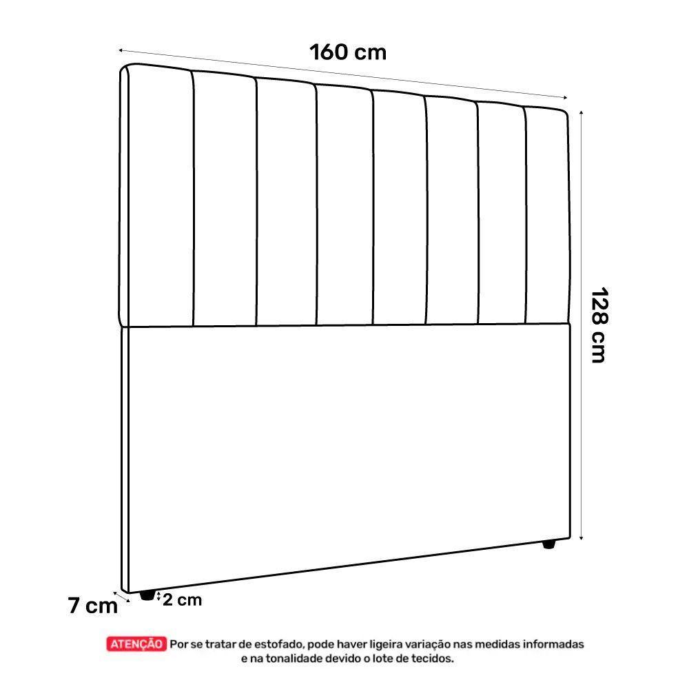 Cabeceira Cama Box Casal Queen Size Kharla 160cm Veludo Preto - Desk Design - 6