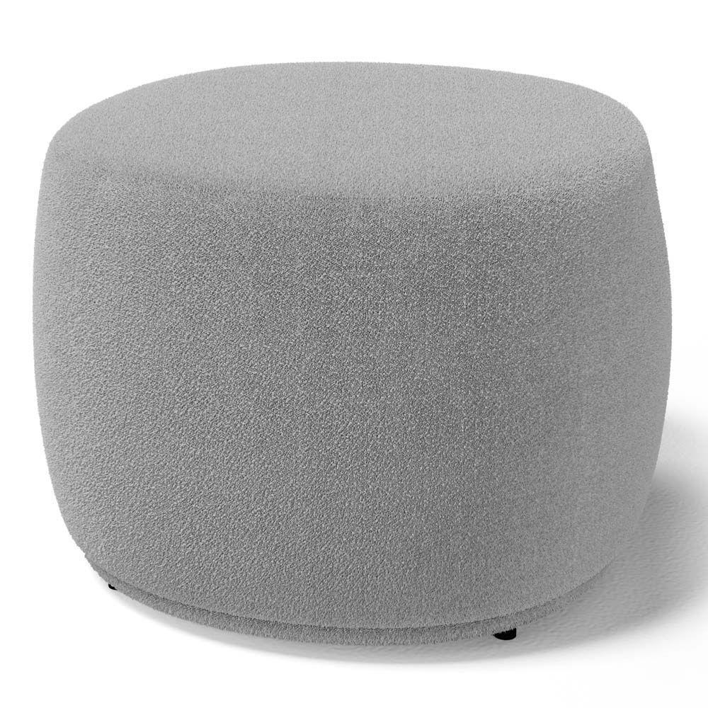 Conjunto 02 Puffs Decorativos Living Aisha Orgânico Bouclê Cinza Claro - Desk Design - 2