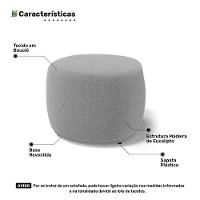 Conjunto 02 Puffs Decorativos Living Aisha Orgânico Bouclê Cinza Claro - Desk Design - 5