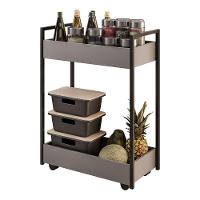 Carrinho Auxiliar Para Salão De Beleza Lara 70cm Em Aço Com Rodízios Grafite - Desk Design - 2