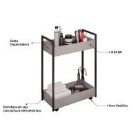 Carrinho Auxiliar Para Salão De Beleza Lara 70cm Em Aço Com Rodízios Grafite - Desk Design - 5