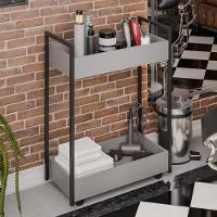 Carrinho Auxiliar Para Salão De Beleza Lara 70cm Em Aço Com Rodízios Grafite - Desk Design - 6