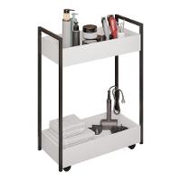 Carrinho Auxiliar Para Salão De Beleza Lara 70cm Em Aço Com Rodízios Branco - Desk Design - 1