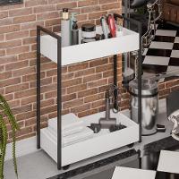 Carrinho Auxiliar Para Salão De Beleza Lara 70cm Em Aço Com Rodízios Branco - Desk Design - 6