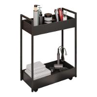 Carrinho Auxiliar Para Salão De Beleza Lara 70cm Em Aço Com Rodízios Preto - Desk Design - 1