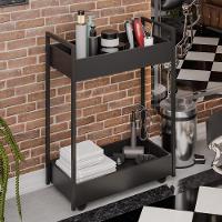 Carrinho Auxiliar Para Salão De Beleza Lara 70cm Em Aço Com Rodízios Preto - Desk Design - 6