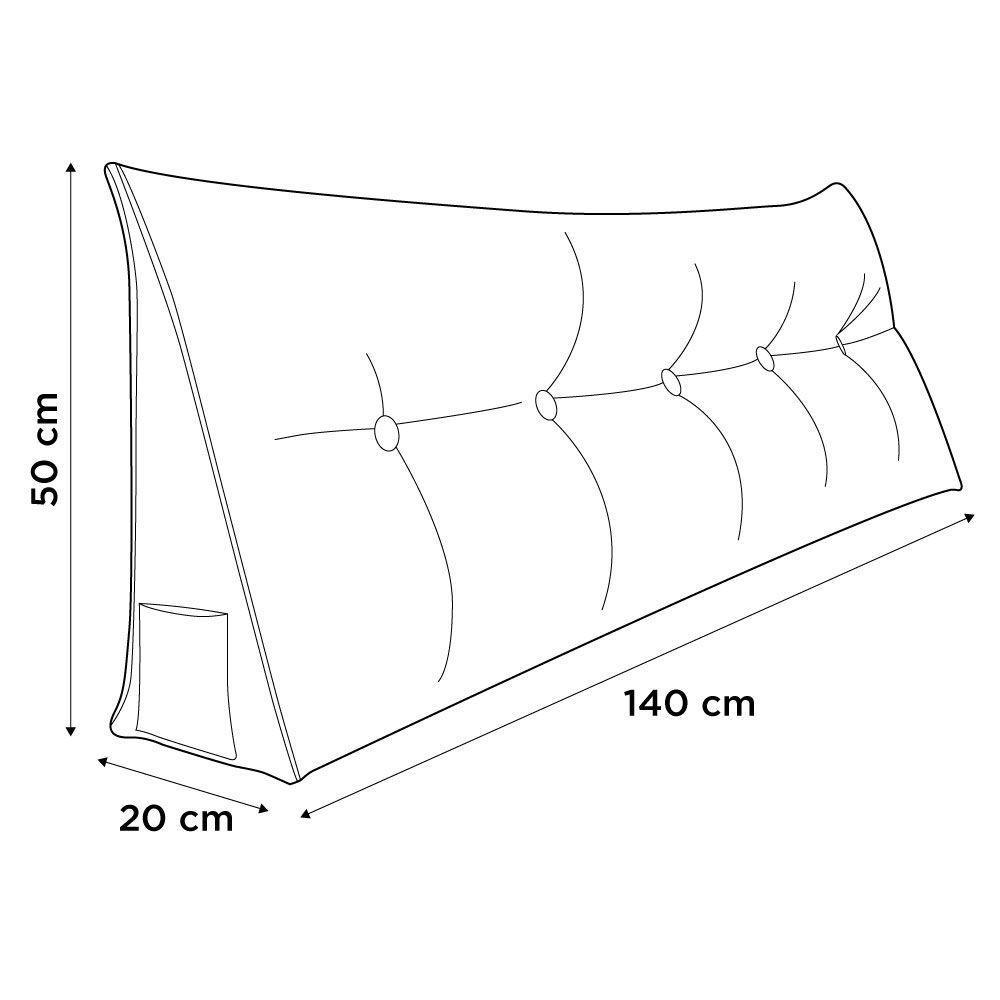 Kit 02 Almofadas Para Cabeceira Encosto Apoio Lombar Spot 140cm Com Porta Celular Veludo - Desk Design Cor Verde Claro - 8