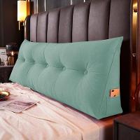 Kit 02 Almofadas Para Cabeceira Encosto Apoio Lombar Spot 140cm Com Porta Celular Veludo - Desk Design Cor Verde Claro - 5