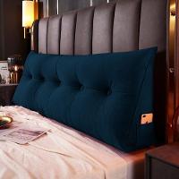 Almofada Para Cabeceira Encosto Apoio Lombar Spot 195cm Com Porta Celular Veludo - Desk Design Cor Azul Escuro