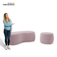 Conjunto 02 Puffs Decorativos Living Aisha Orgânico Bouclê Rosê - Desk Design