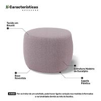 Conjunto 02 Puffs Decorativos Living Aisha Orgânico Bouclê Rosê - Desk Design - 9