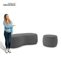 Conjunto 02 Puffs Decorativos Living Aisha Orgânico Bouclê Cinza Escuro - Desk Design