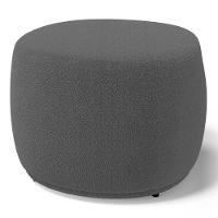 Conjunto 02 Puffs Decorativos Living Aisha Orgânico Bouclê Cinza Escuro - Desk Design - 5