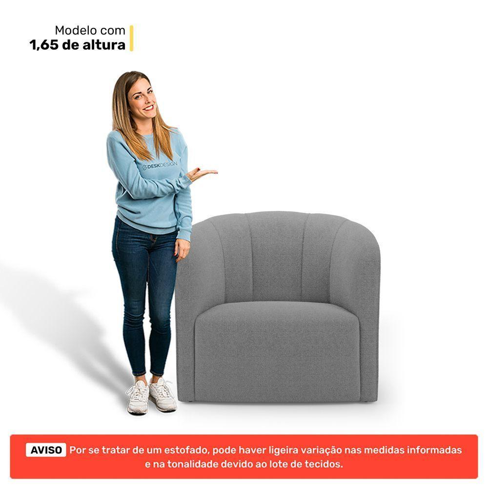 Kit 02 Poltronas Decorativas Abby Bouclê Cinza Escuro - Desk Design - 6