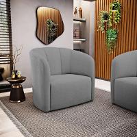 Kit 02 Poltronas Decorativas Abby Bouclê Cinza Escuro - Desk Design - 2