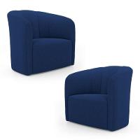 Kit 02 Poltronas Decorativas Abby Bouclê Azul Marinho - Desk Design - 1