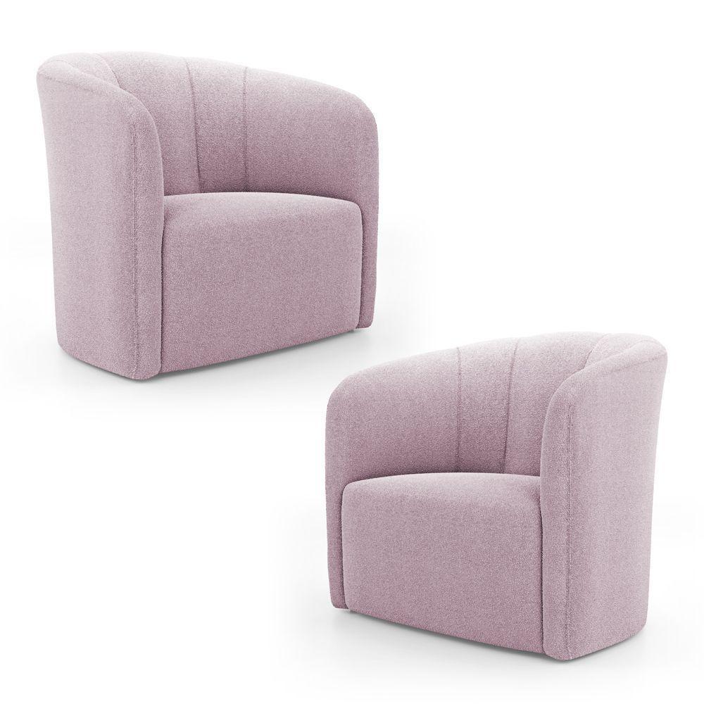 Kit 02 Poltronas Decorativas Abby Bouclê Rosê - Desk Design - 1