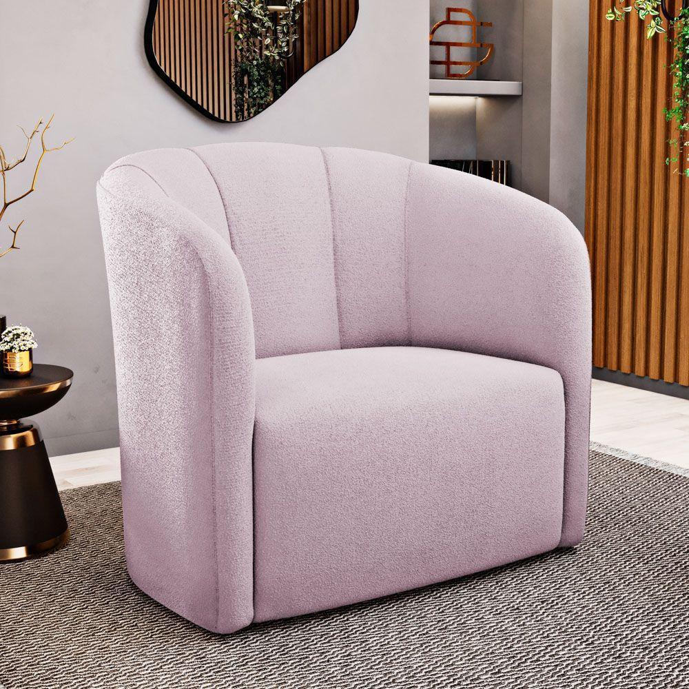 Kit 02 Poltronas Decorativas Abby Bouclê Rosê - Desk Design - 9