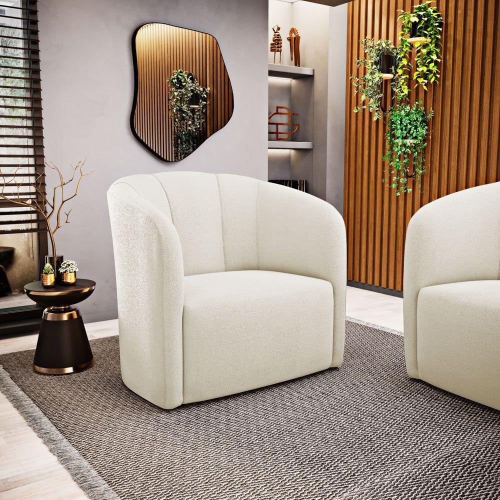 Kit 02 Poltronas Decorativas Abby Bouclê Bege - Desk Design - 2