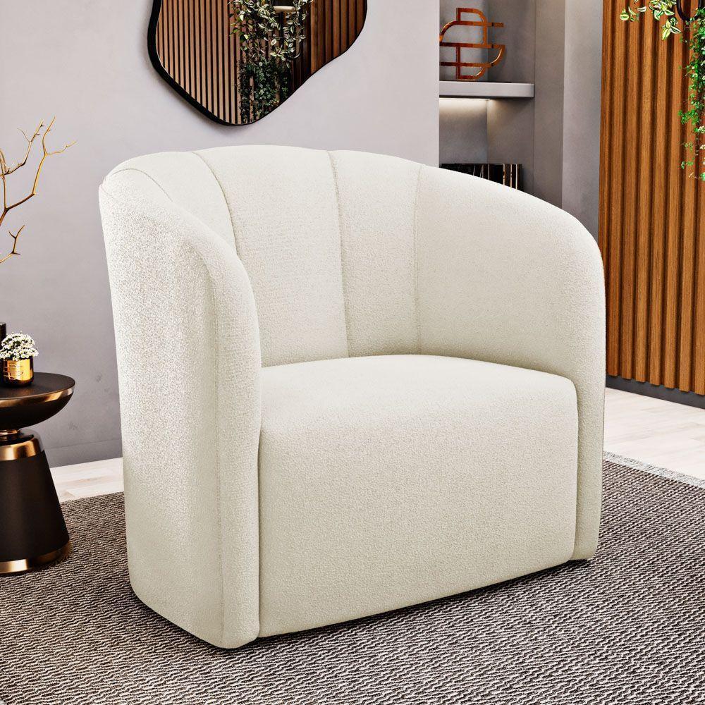 Kit 02 Poltronas Decorativas Abby Bouclê Bege - Desk Design - 9