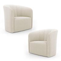 Kit 02 Poltronas Decorativas Abby Bouclê Bege - Desk Design - 1