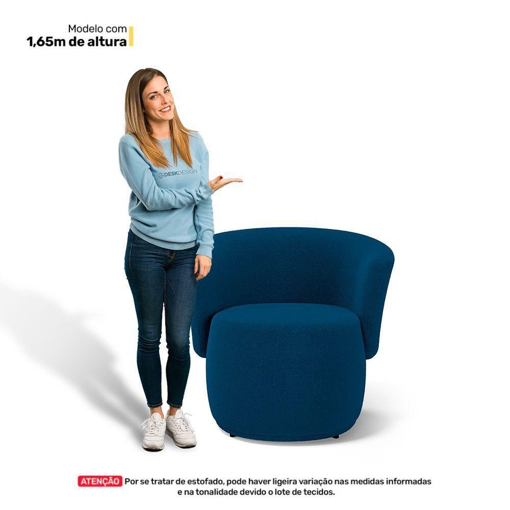 Kit 02 Poltronas Decorativas Aisha Orgânica Bouclê Azul Marinho - Desk Design - 4