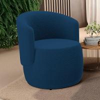 Kit 02 Poltronas Decorativas Aisha Orgânica Bouclê Azul Marinho - Desk Design - 7