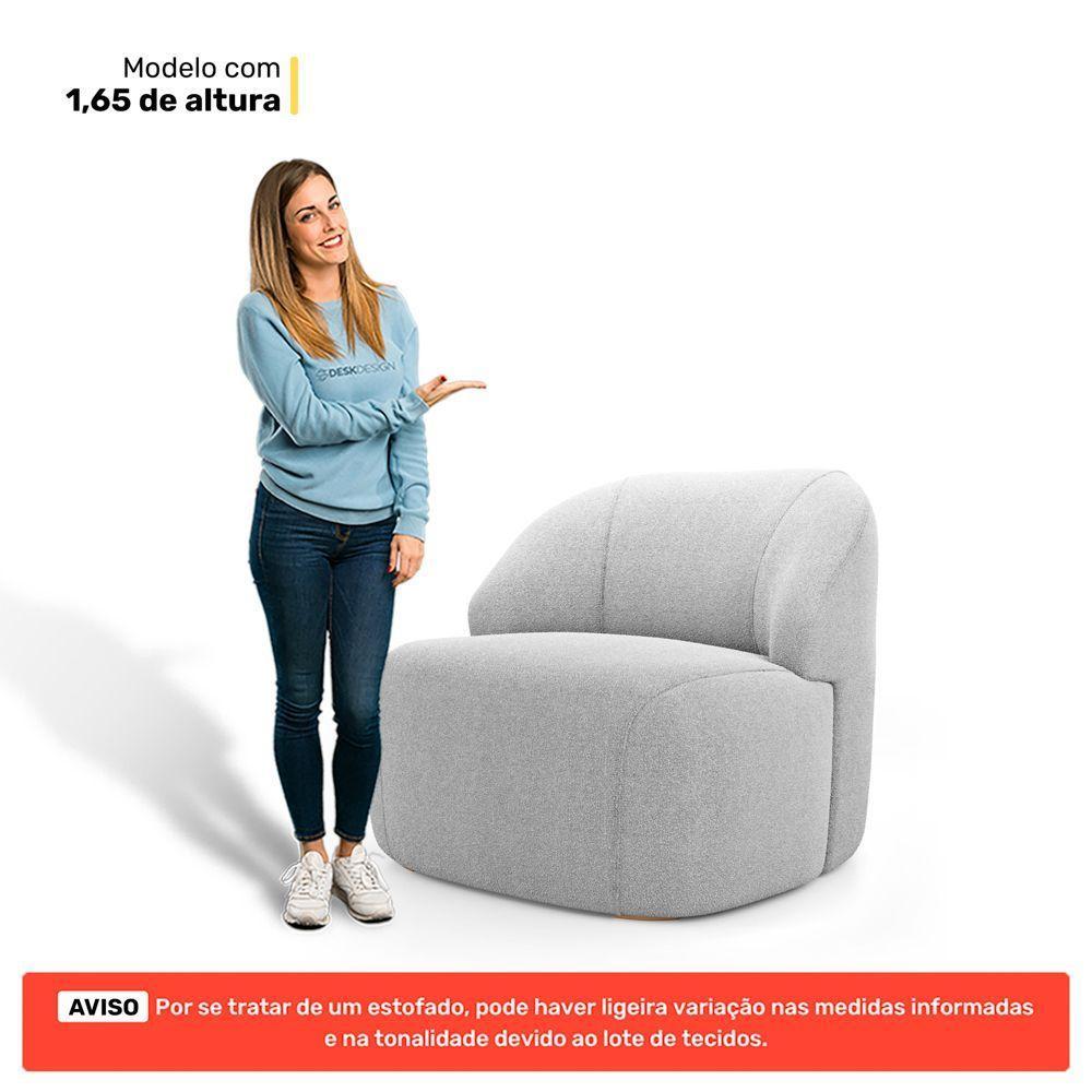 Kit 02 Poltronas Decorativas Kaya Orgânica Bouclê Cinza Claro - Desk Design - 4