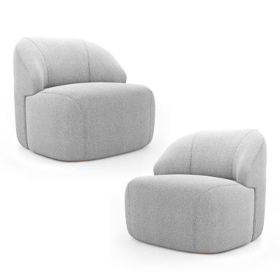 Kit 02 Poltronas Decorativas Kaya Orgânica Bouclê Cinza Claro - Desk Design