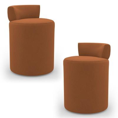 Kit 02 Puffs Decorativos Orgânicos Living Aegon Minimalista Veludo Terracota - Desk Design