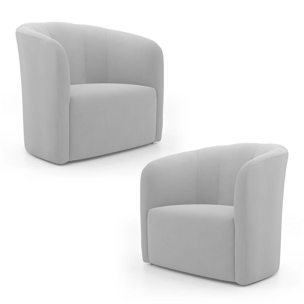 Kit 02 Poltronas Decorativas Abby Veludo Cinza Claro - Desk Design - 1