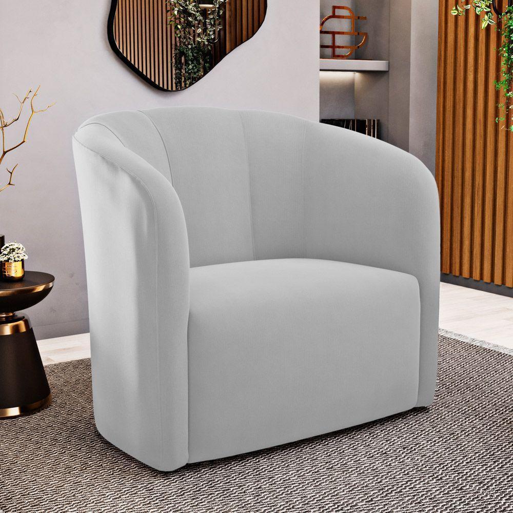 Kit 02 Poltronas Decorativas Abby Veludo Cinza Claro - Desk Design - 5