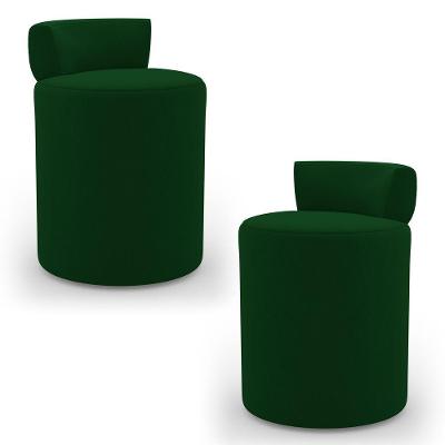 Kit 02 Puffs Decorativos Orgânicos Living Aegon Minimalista Veludo Verde - Desk Design