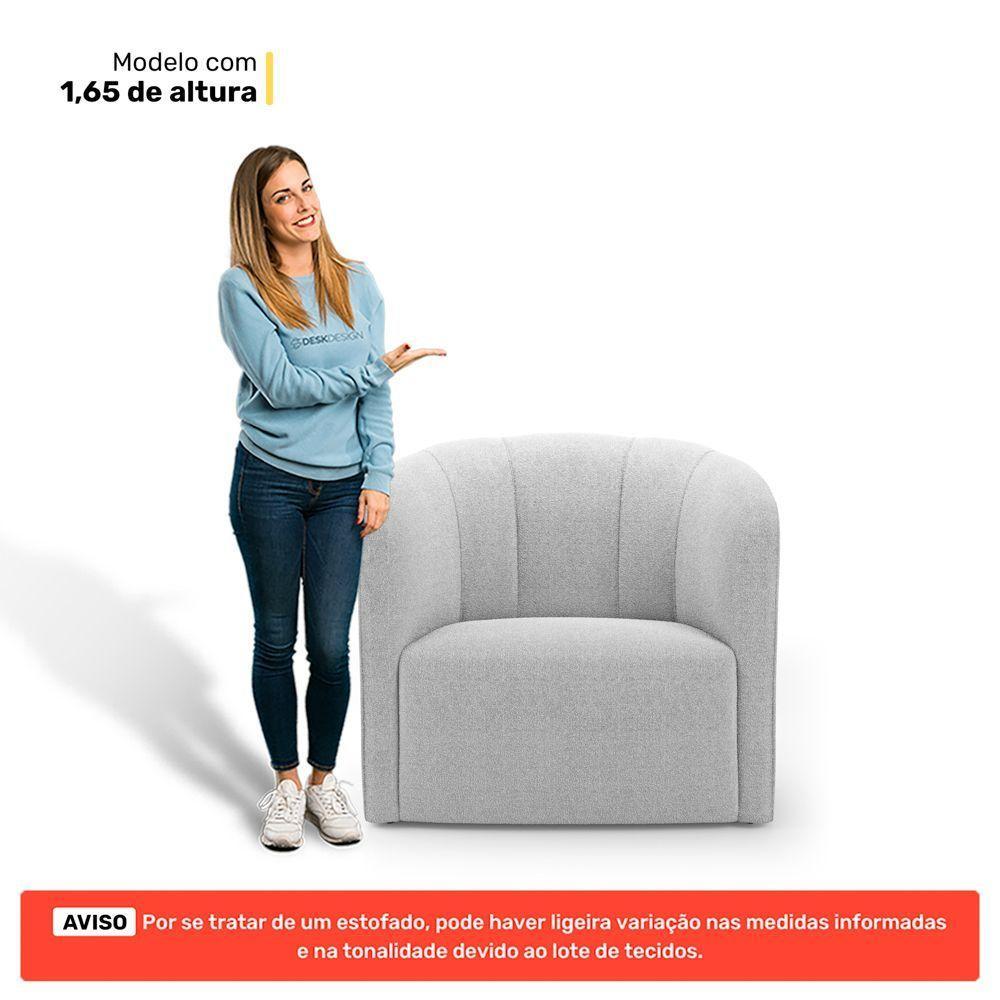 Kit 02 Poltronas Decorativas Abby Bouclê Cinza Claro - Desk Design - 7