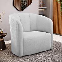 Kit 02 Poltronas Decorativas Abby Bouclê Cinza Claro - Desk Design - 2