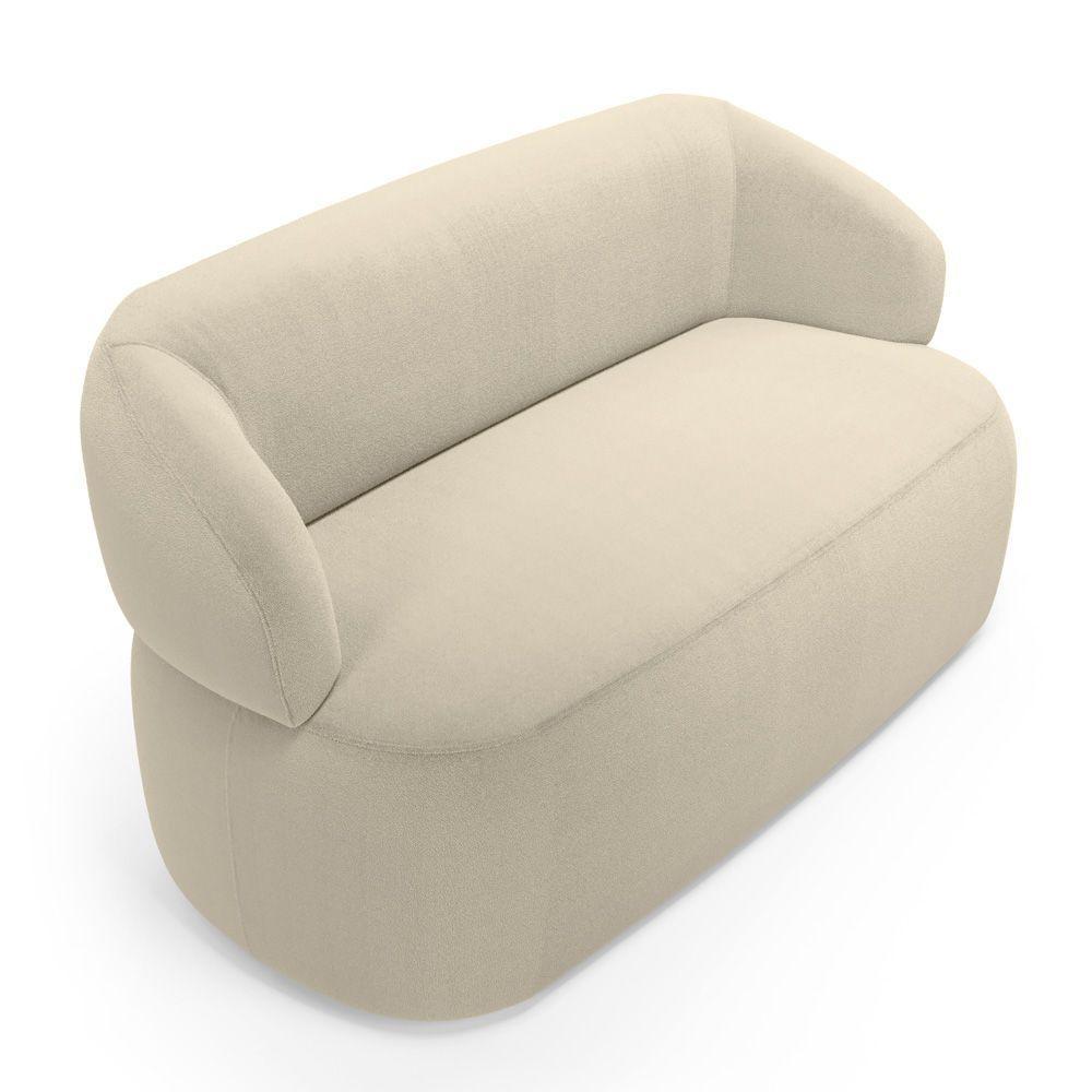 Kit 02 Poltronas Giratória E 01 Sofá Orgânico Glee 03 Lugares 170cm Bouclê Bege - Desk Design - 3