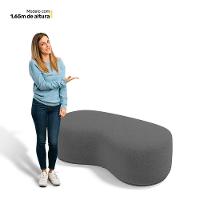 Kit 02 Puffs Decorativos Living Aisha Orgânico 02 Lugares Bouclê Cinza Escuro - Desk Design - 3