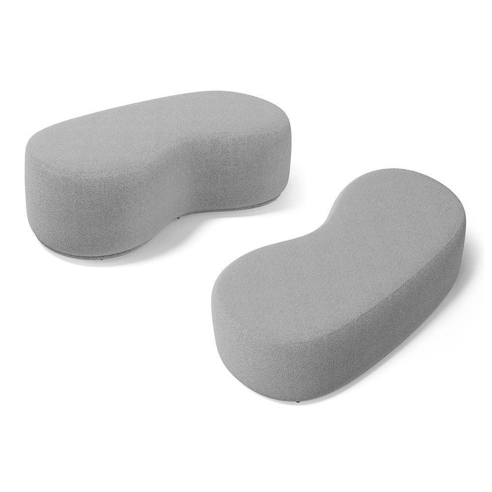 Kit 02 Puffs Decorativos Living Aisha Orgânico 02 Lugares Bouclê Cinza Claro - Desk Design - 1