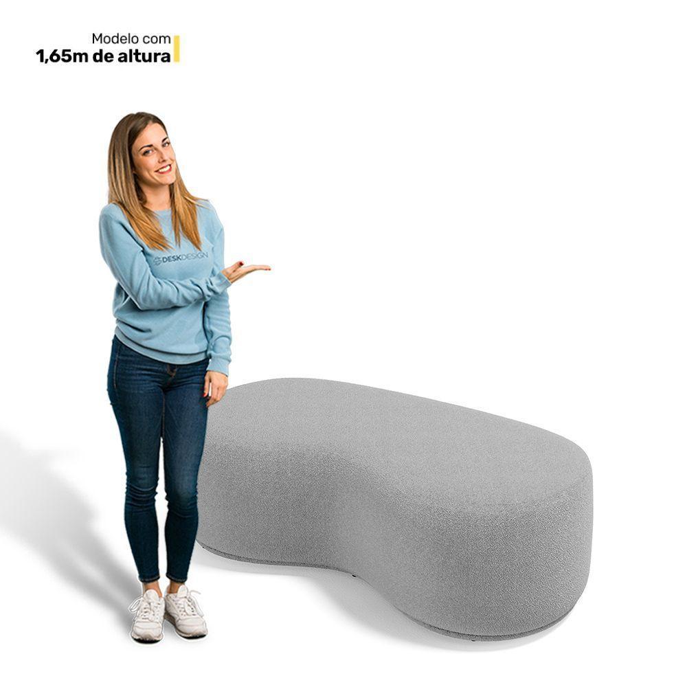 Kit 02 Puffs Decorativos Living Aisha Orgânico 02 Lugares Bouclê Cinza Claro - Desk Design - 2