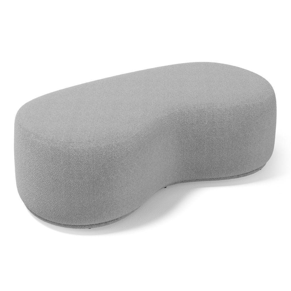 Kit 02 Puffs Decorativos Living Aisha Orgânico 02 Lugares Bouclê Cinza Claro - Desk Design - 4