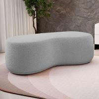 Kit 02 Puffs Decorativos Living Aisha Orgânico 02 Lugares Bouclê Cinza Claro - Desk Design - 5