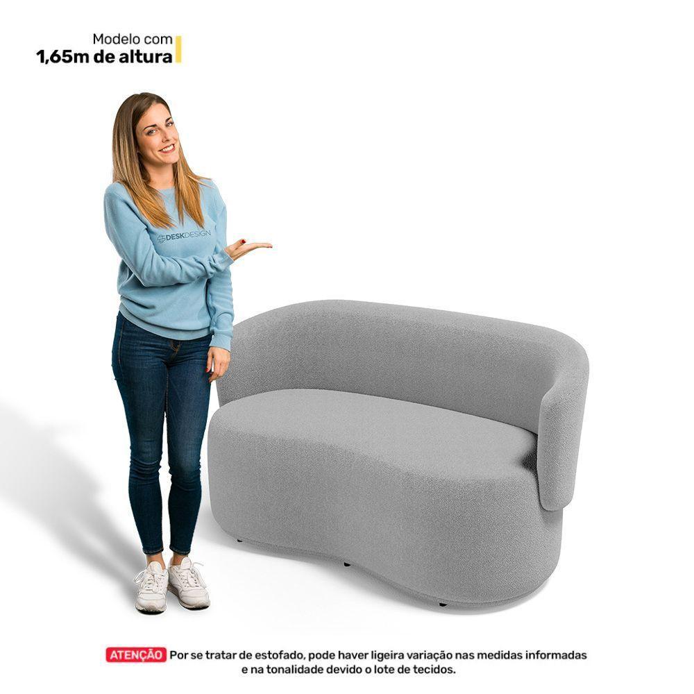 Kit 2 Poltronas E 1 Namoradeira Aisha Orgânica Bouclê Cinza Claro - Desk Design - 4
