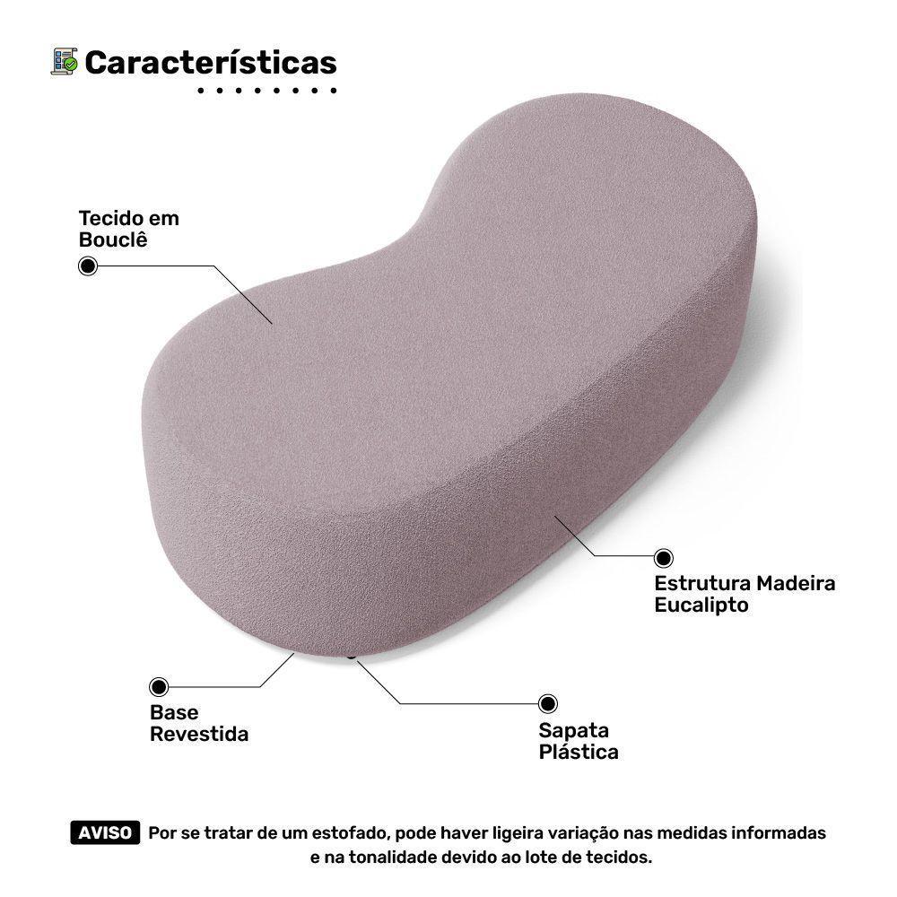 Kit 02 Puffs Decorativos Living Aisha Orgânico 02 Lugares Bouclê Rosê - Desk Design - 5