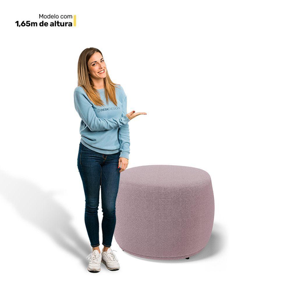 Kit 02 Puffs Decorativos Living Aisha Orgânico Redondo Bouclê Rosê - Desk Design - 3