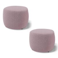 Kit 02 Puffs Decorativos Living Aisha Orgânico Redondo Bouclê Rosê - Desk Design - 1