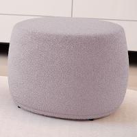 Kit 02 Puffs Decorativos Living Aisha Orgânico Redondo Bouclê Rosê - Desk Design - 6