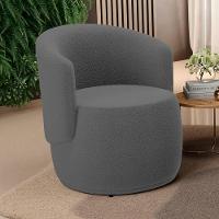 Kit 02 Poltronas Decorativas Aisha Orgânica Bouclê Cinza Escuro - Desk Design - 7